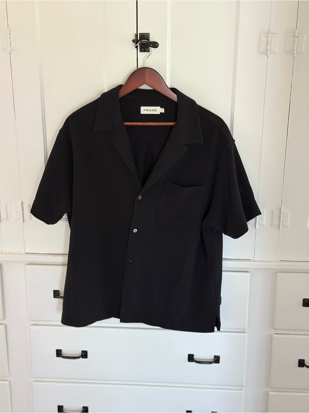 Frame Men's Black Short Sleeve Camp Shirt